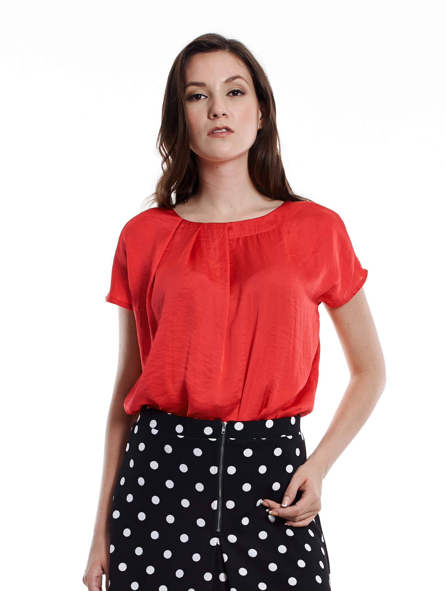 short sleeve red button up